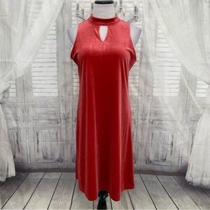 Worthington Medium Red Velvet Velour Keyhole Dress Short Sleeveless Cocktail NWT